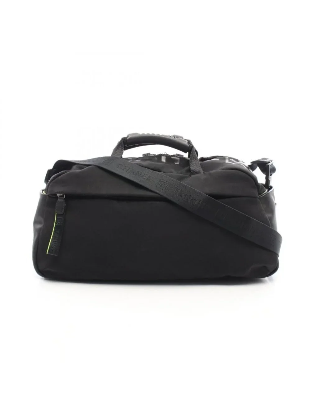 Chanel Boston Bag Sports Line 2-Way Black Neon Yellow Nylon